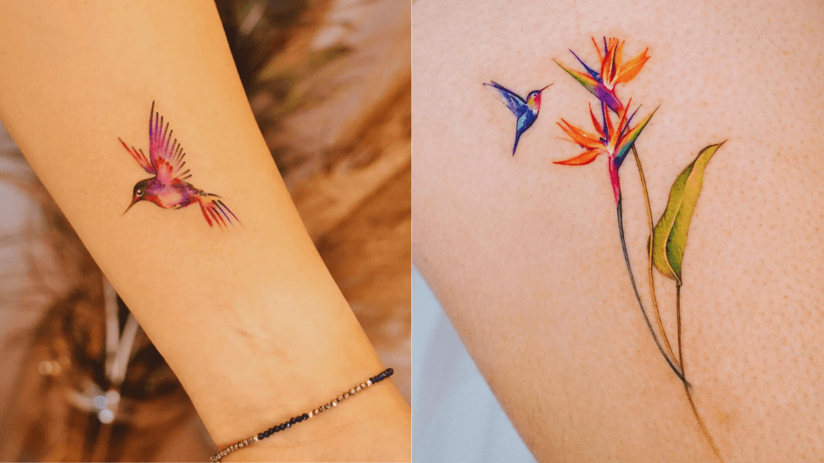 New Waterproof Temporary Cool Minimalist Tattoo Colorful Pretty Hummingbirds  | eBay