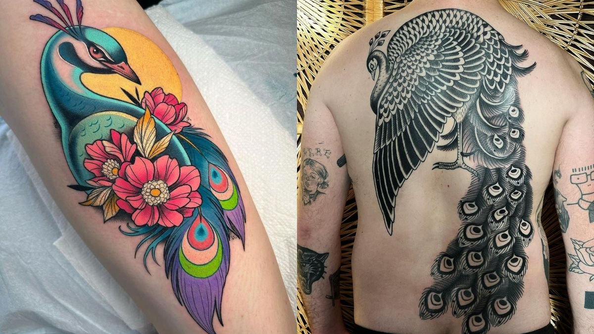 Being Animal Tattoos - peacock tattoo design. The peacock can symbolize  royalty, vitality, nobility, and especially sexuality. The bigger and more  colorful the tattoo design, the more importance can be placed on